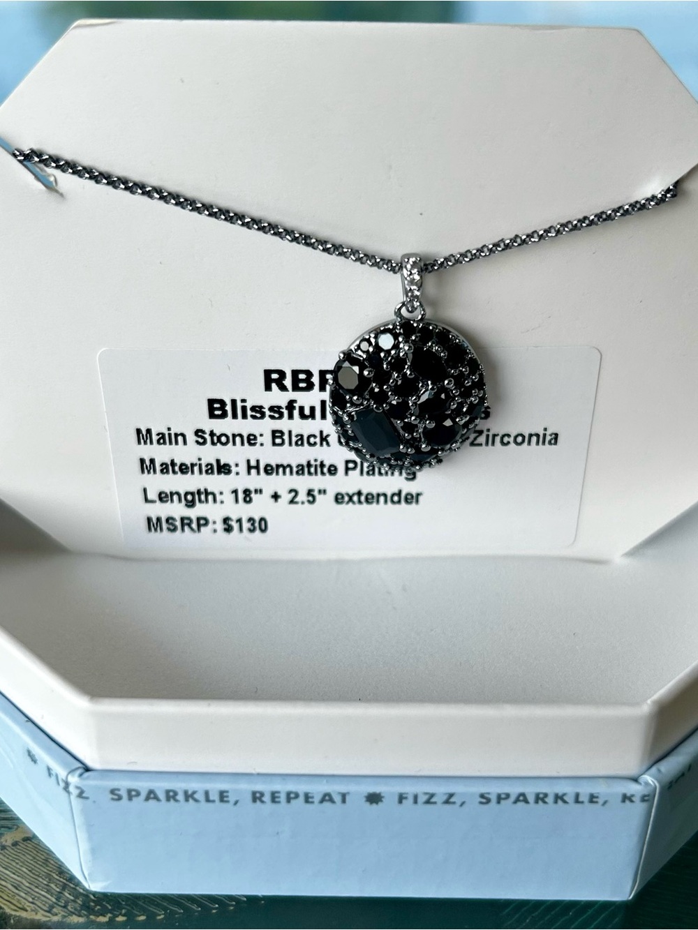 Bomb Party OG Blissful Black Hematite-Plated Zirconia Pendant Necklace